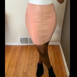 Pink Faux Leather Skirt